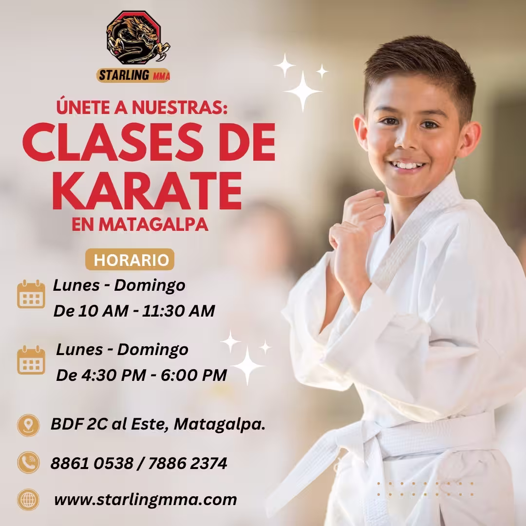 Horario de clases de Karate en Matagalpa